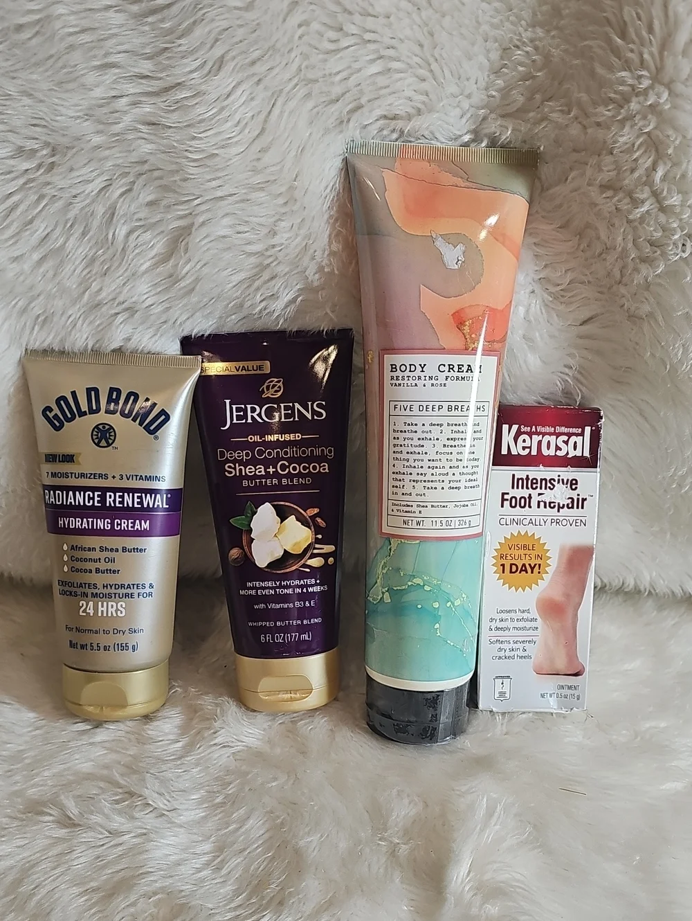 New Body Care Lot Gold Bond Jergens Kerasal Body Cream 4 Pc